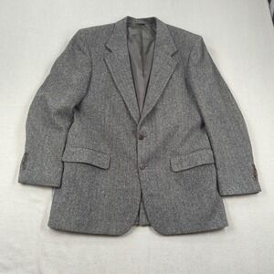 Orvis Blazer Mens 42R Gray Wool Herringbone Sport Coat Jacket USA Made